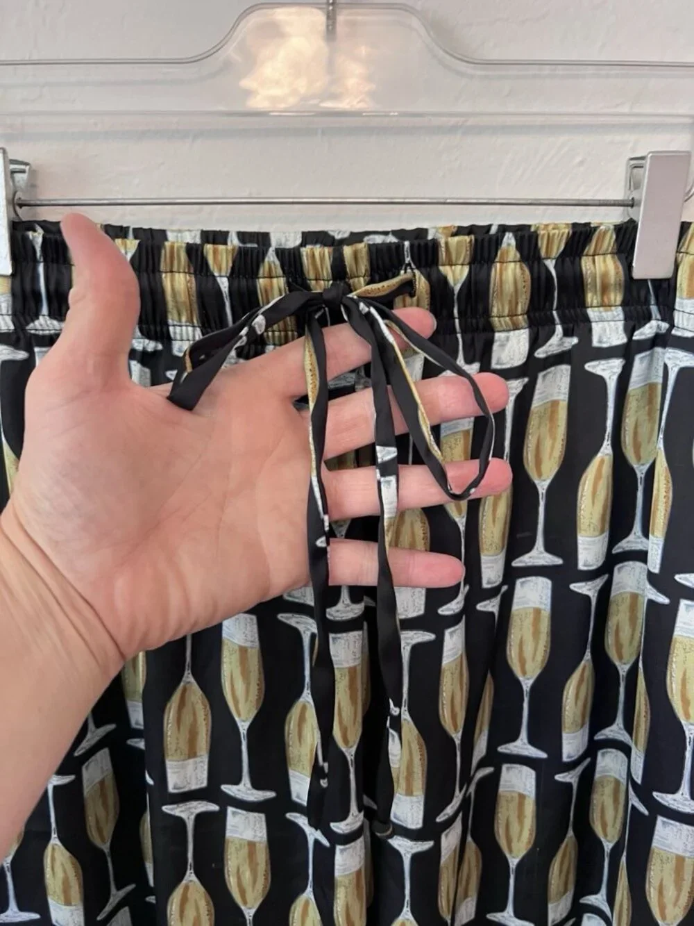 Show Me Your Mumu Silky PJ Pant Champagne Print Black Gold Wide Leg - Size 2X